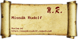 Missák Rudolf névjegykártya